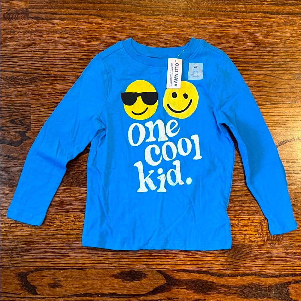 Old Navy Blue Long Sleeve Tee with Emoji Design